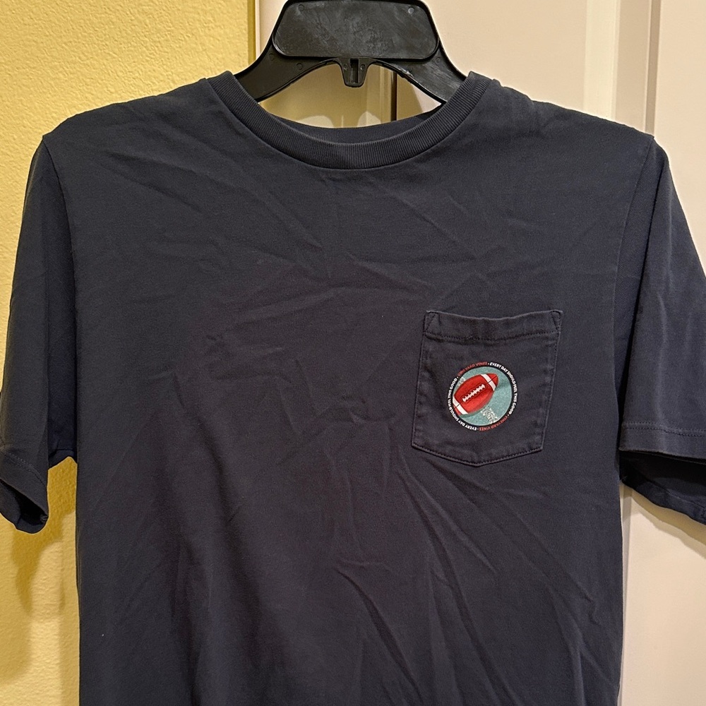 Vineyard Vines Navy Blue Kids'  Football Tee with Pocket